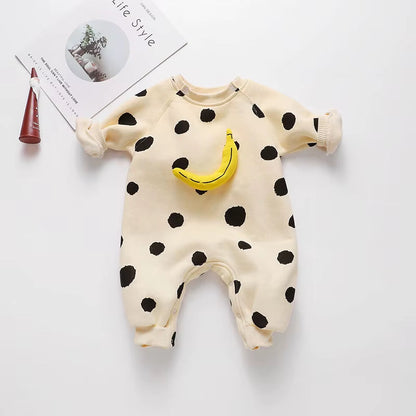 Spring Baby Clothes Banana Romper Cotton Sleepwear Korean Newborn Clothes Boy Girl Bodysuit Banana Dot Toddler Jumpsuit