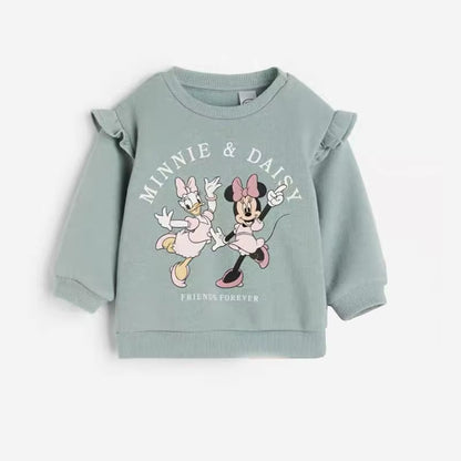 Minnie Magic: Cartoon Full-Print Sweatshirt and Pants Set for Girls